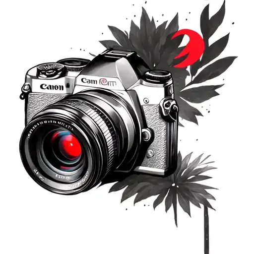 Fine Line Canon Mirrorless Camera With L-series 50Mm Lens And Red Circle Around Lens