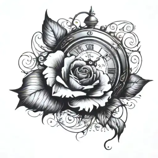 Rose And A Broken Clock