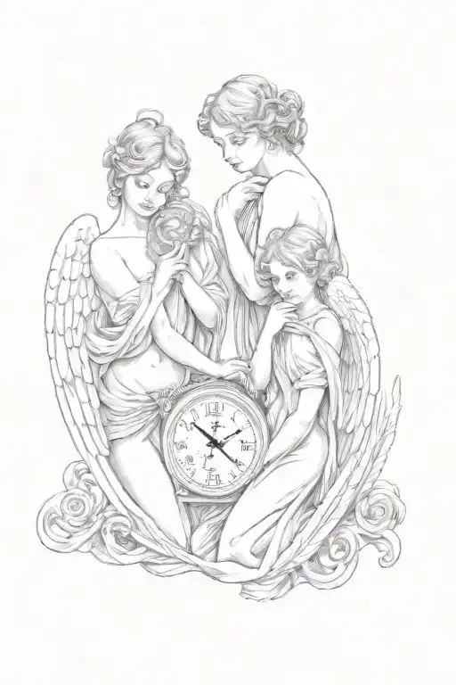 Angels Holding A Clock