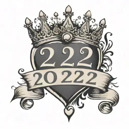 2022 Font On Top With Az Heart Card With A Queen Crown On Top