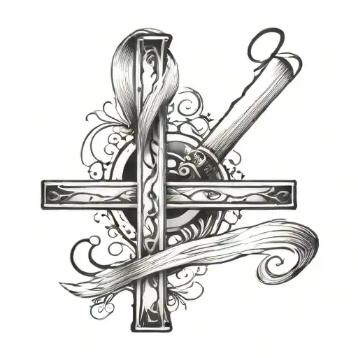 Minimalistic Fraction Bar With A Minimalist Christian Tattoo Above It