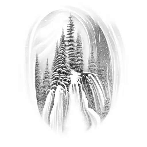 An Ice Climber Ascending A Frozen Waterfall With The Northern Lights Dancing Above