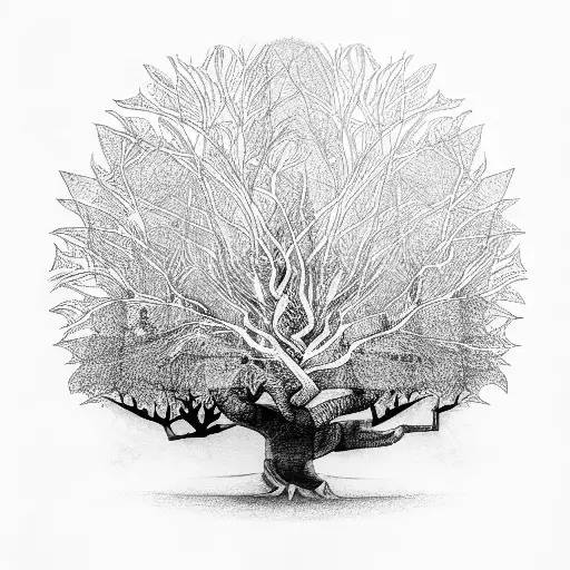 A Banyan Tree With Sun Rays Sieving Through Its Branches