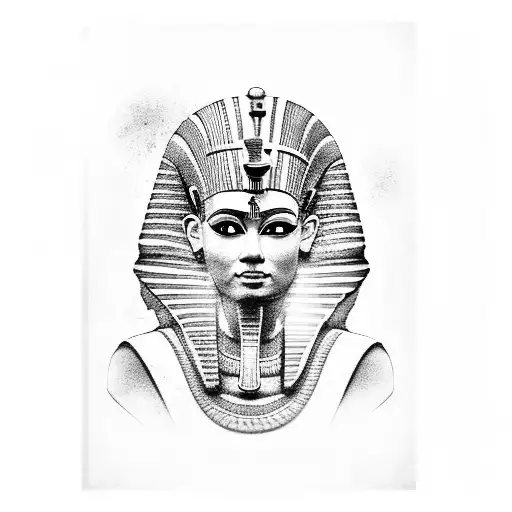 The Head Of The Egyptian Queen In Front Of The Egyptian Wall Painting