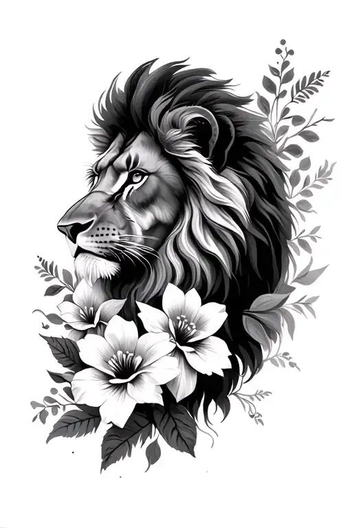 Lion And Cosmo Flowers