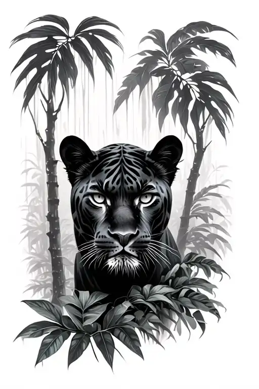 Amazon Rain Forest With A Black Panther Staring You Down And Some Shadows Make It Realistic