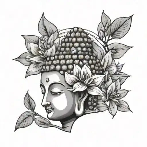 Buddha And Flower Tattoo Design
