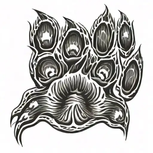 Bear Paw With Hand Print Inside