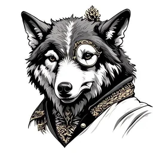 Wolf Dressed In A Tucedo Holding A Sheep Mask Split
