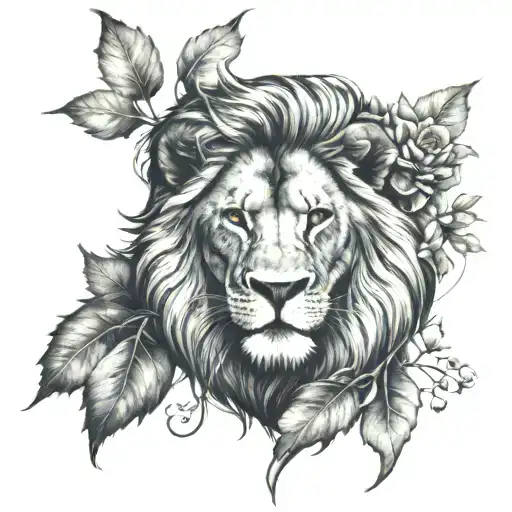 Lion In Nature And Cross