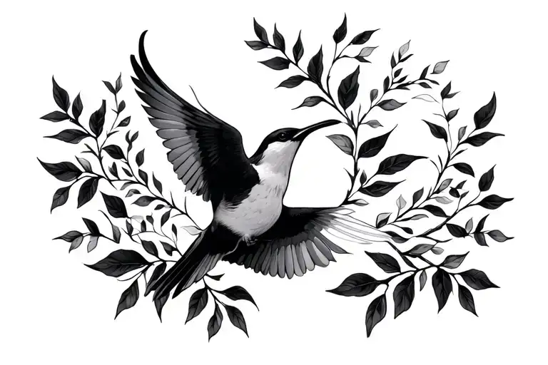 Chest Tattoo Inspired By Flying Birds In The Pattern Of Leaf Vines