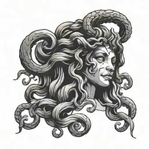 Dark Sketchy Medusa Head Statue Broken