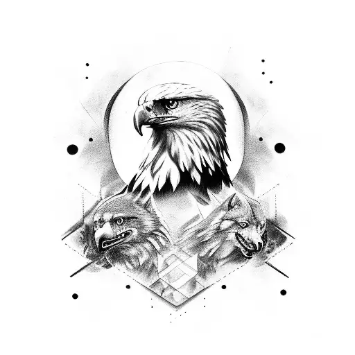 Eagle Sleeve With Wolf Also