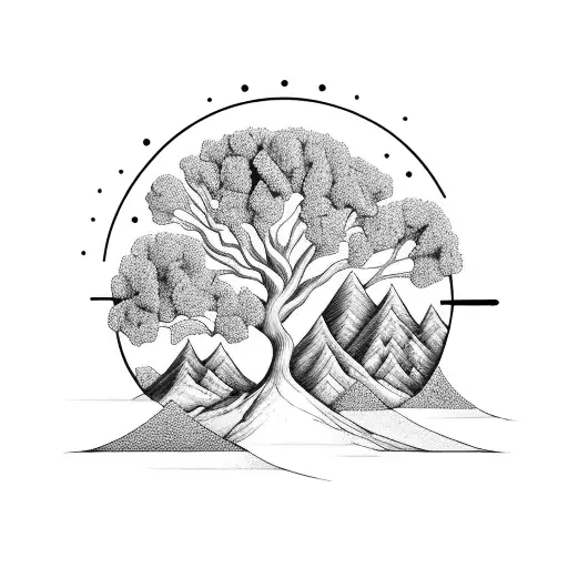 Tree Line And Mountains