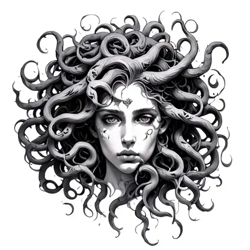 Medusa Tatto From Shoulder To Chest