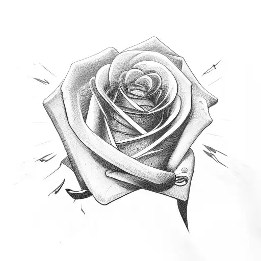 Black Rose Intertwined With Guitar Neck