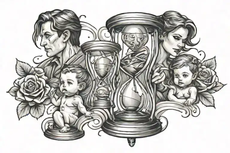 Hour Glass Dad And Two Kids