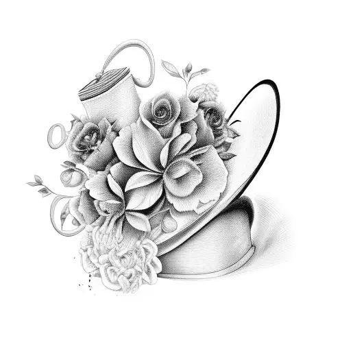 A Fashionable Chef's Hat Surrounded By Floral Elements