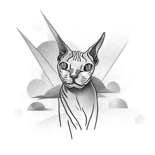 Sphynx Cat Surrounded By Palm Leaves