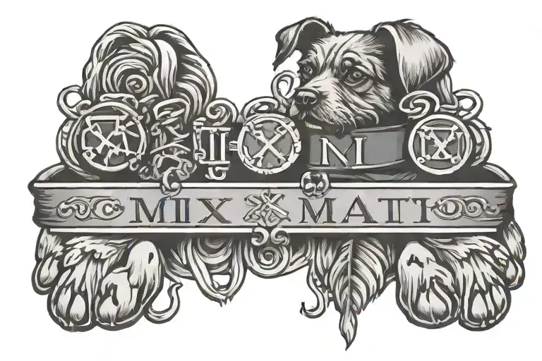 Roman Numerals With Dog Paw Print And Dog Collar