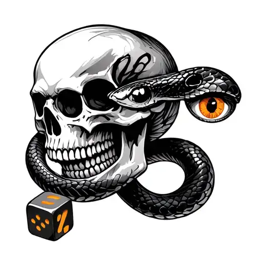 Skull Hand Throwing Snake Eye Dice