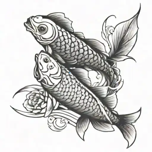 Koi Fish And Sparrow