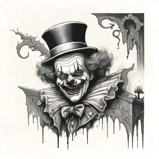 Clown With Background Cemetery With Souls