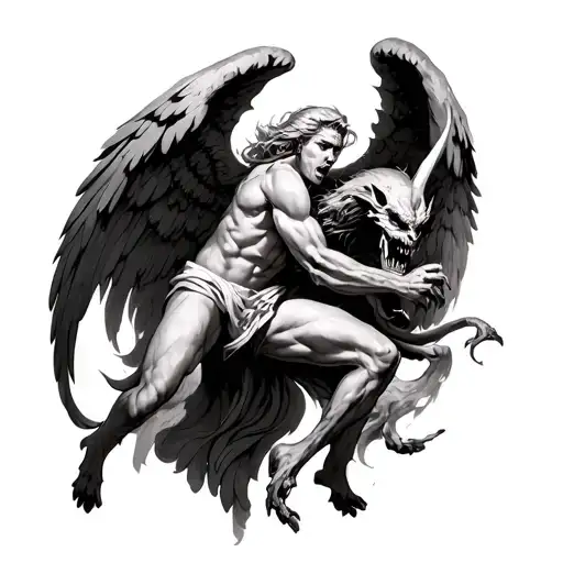 Arch Angel Fighting A Demon