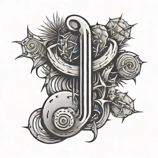 A Western-inspired Music Note With Cactus Thorns