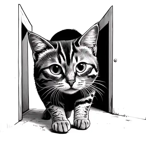 Cat Walking Through Doorway