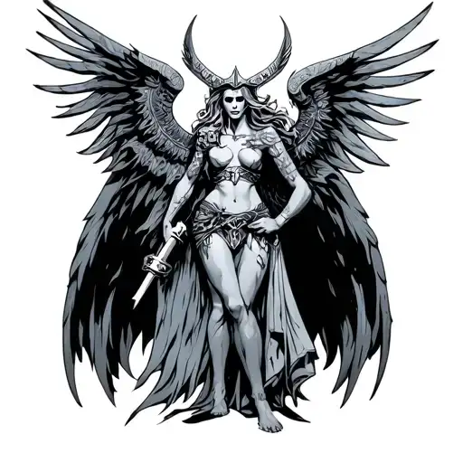 Valkyrie Standing On Chest Of Dead King