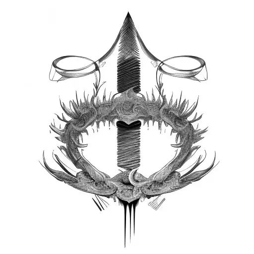 Thick Brush Line Crossed By Two Shorter Brush Lines