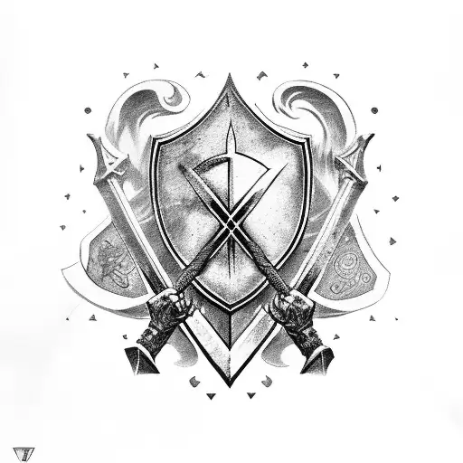 Templar Hands Holding Sword Surrounded By Ancient Symbols And Runes