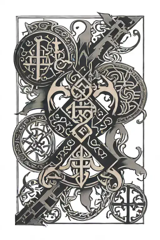 Family In Nordic Runes With Nordic Runes Intertwined