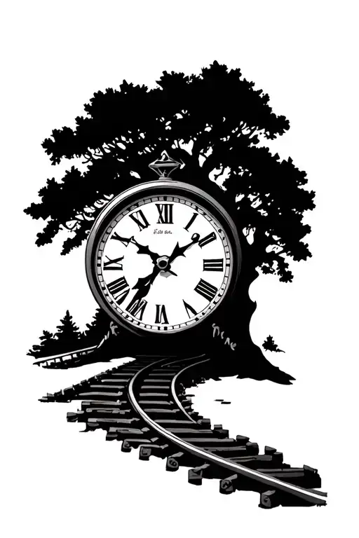 Tree Hour Glass Clock Train Track