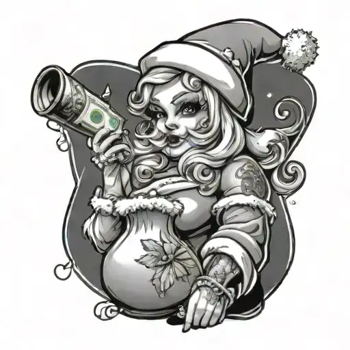 Women Santa With A Money Bag