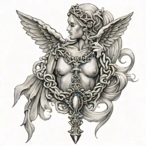 Rosary Around Neck With Angels Vs Demons