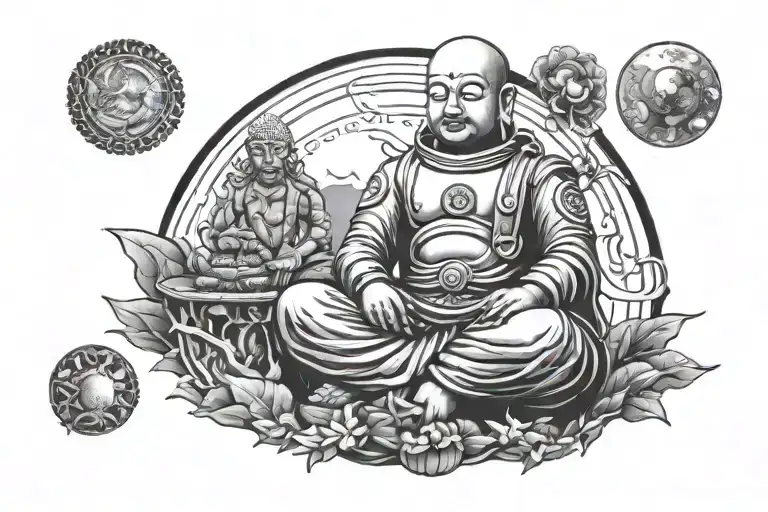 Astronaut An Lord Budda Sitting Inside