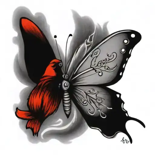 Butterfly And Cardinal With I Love You More Wrote Below It
