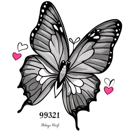 Butterfly With Hearts And The Date 090321 In The Wings