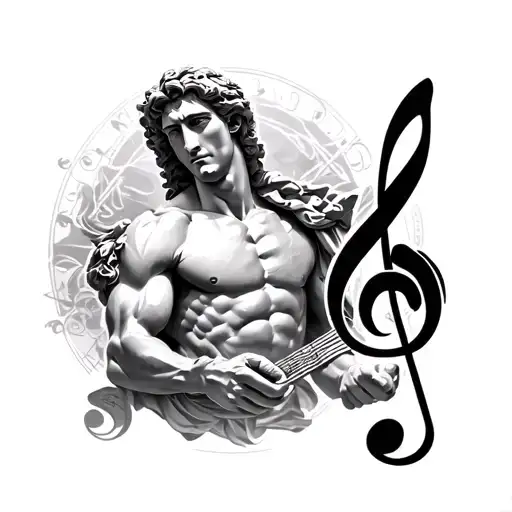 Apollo The Greek God Of Music Holding A Music Treble Clef