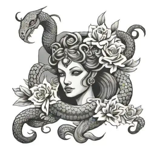 Goddess Hecate Snake With Flowers