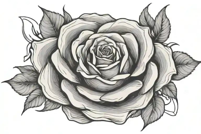 Black Line With A Rose Intertwined