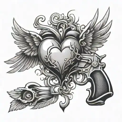 Heart With Wings With Smoking Gun Casing