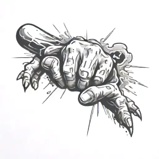 The Word Knuckle Cluster In Front An Explosion Cloud