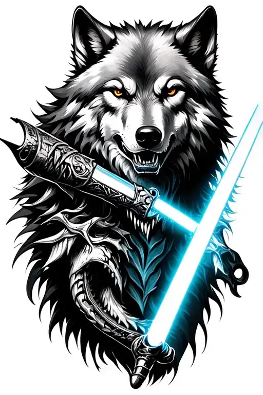 Wolf With Venom And Lightsaber