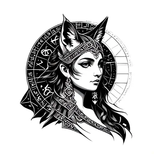 The Goddess Bast And The Sign Of The Zodiac Scales And The Geometric Pattern Space