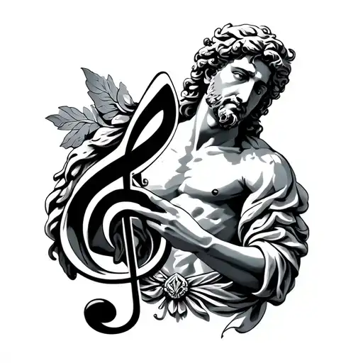 Apollo The Greek God Of Music Holding A Music Treble Clef
