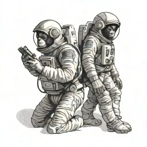 Two Apes Wearing Astronaut Lost In Space