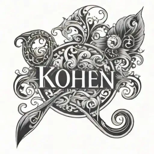 Manly Word 'Kohen' Incorporate The Pisces Symbol Intertwined